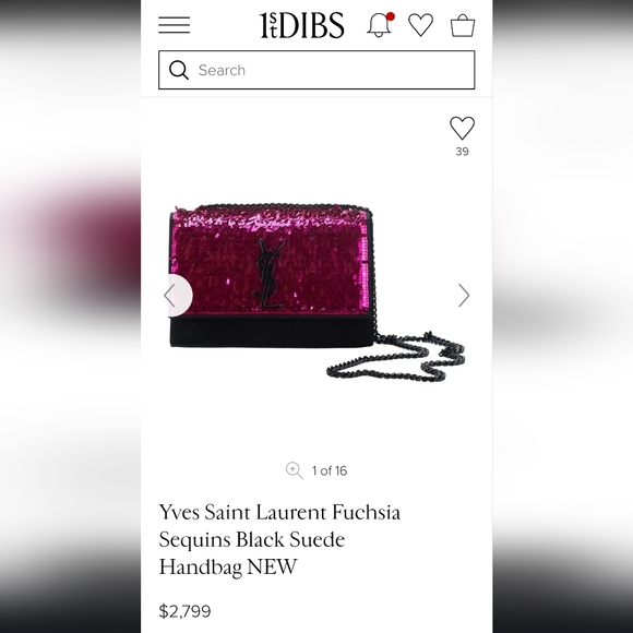 💖 YSL Saint Laurent Kate Pink Sequin Black Suede Crossbody Bag Matte Black HW - Picture 17 of 17